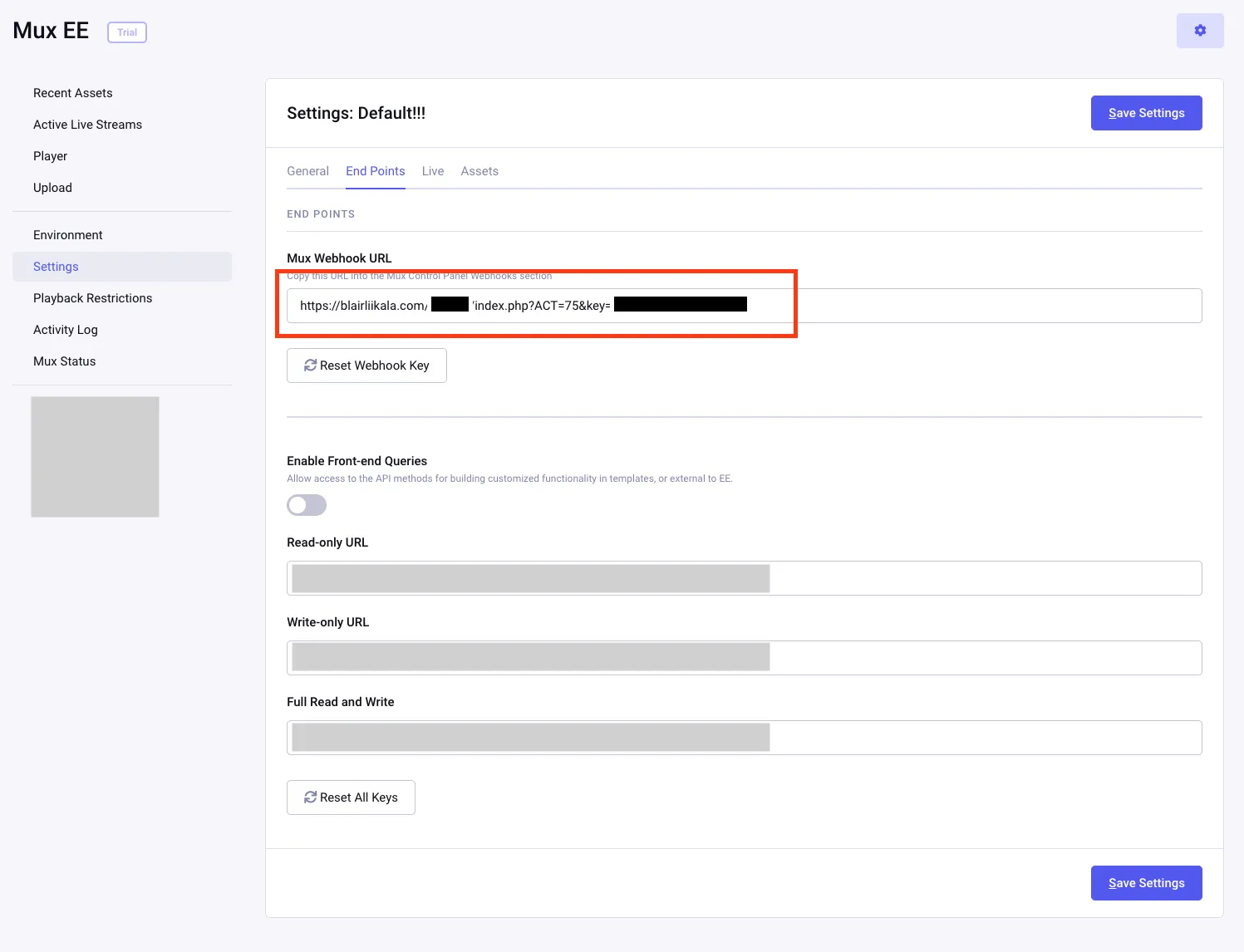 copy mux webhook url